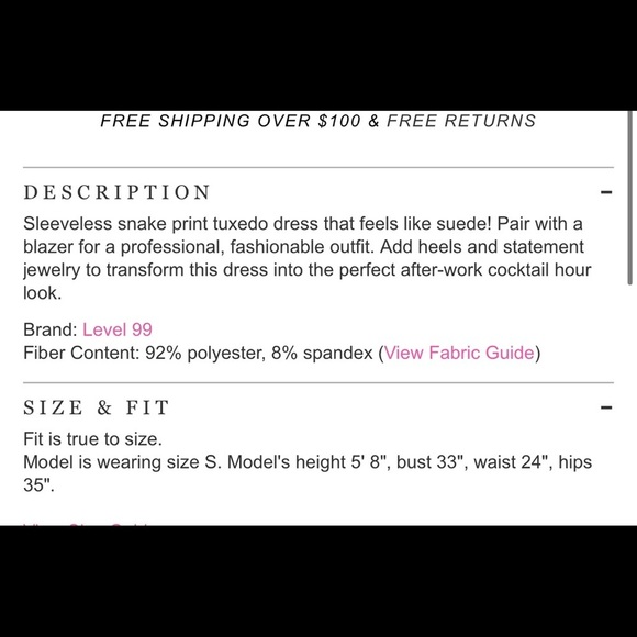 LEVEL 99 | Snake Print Micro Suede Dress Size S - Picture 14 of 14